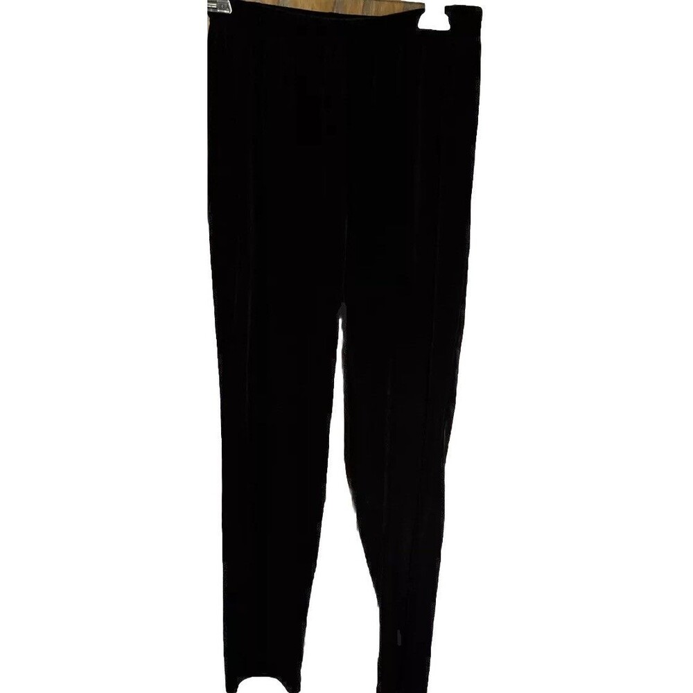 s dressbarn black party pants polyester/spandex made in jordan hand wash